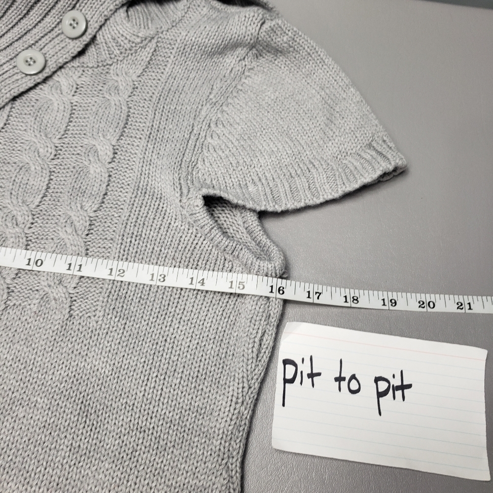 955 vintage gray short sleeve cowl neck sweater dress pockets women's L - Picture 6 of 8